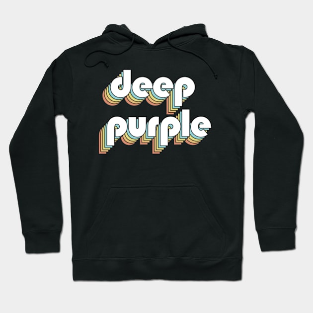 Deep Purple - Retro Rainbow Typography Faded Style Hoodie by Paxnotods